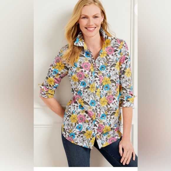 Tops - Talbot COTTON BUTTON FRONT SHIRT - GARDEN PARTY size mp